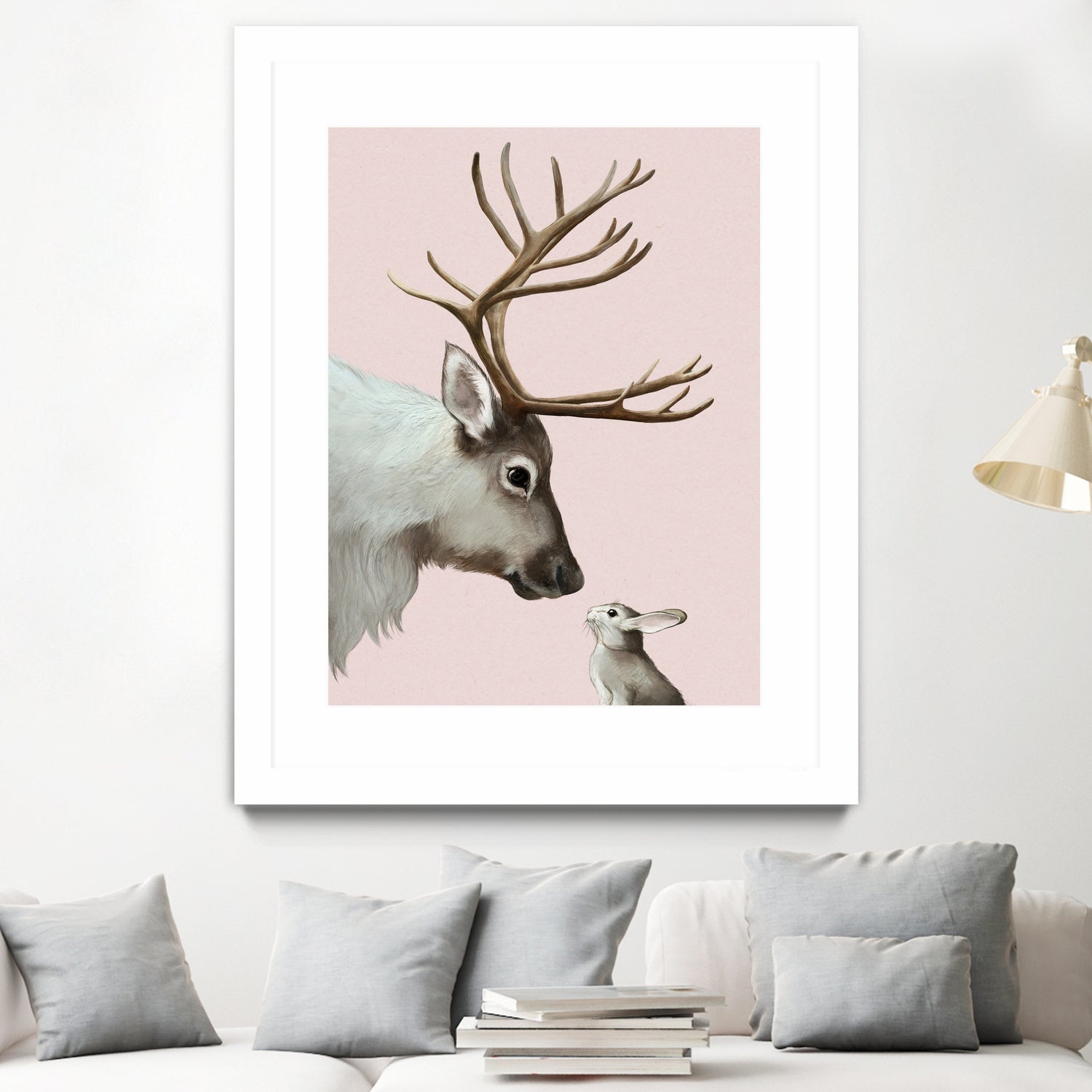 reindeer and rabbit by Laura Graves on GIANT ART - pink digital painting