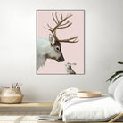 reindeer and rabbit by Laura Graves on GIANT ART - pink digital painting