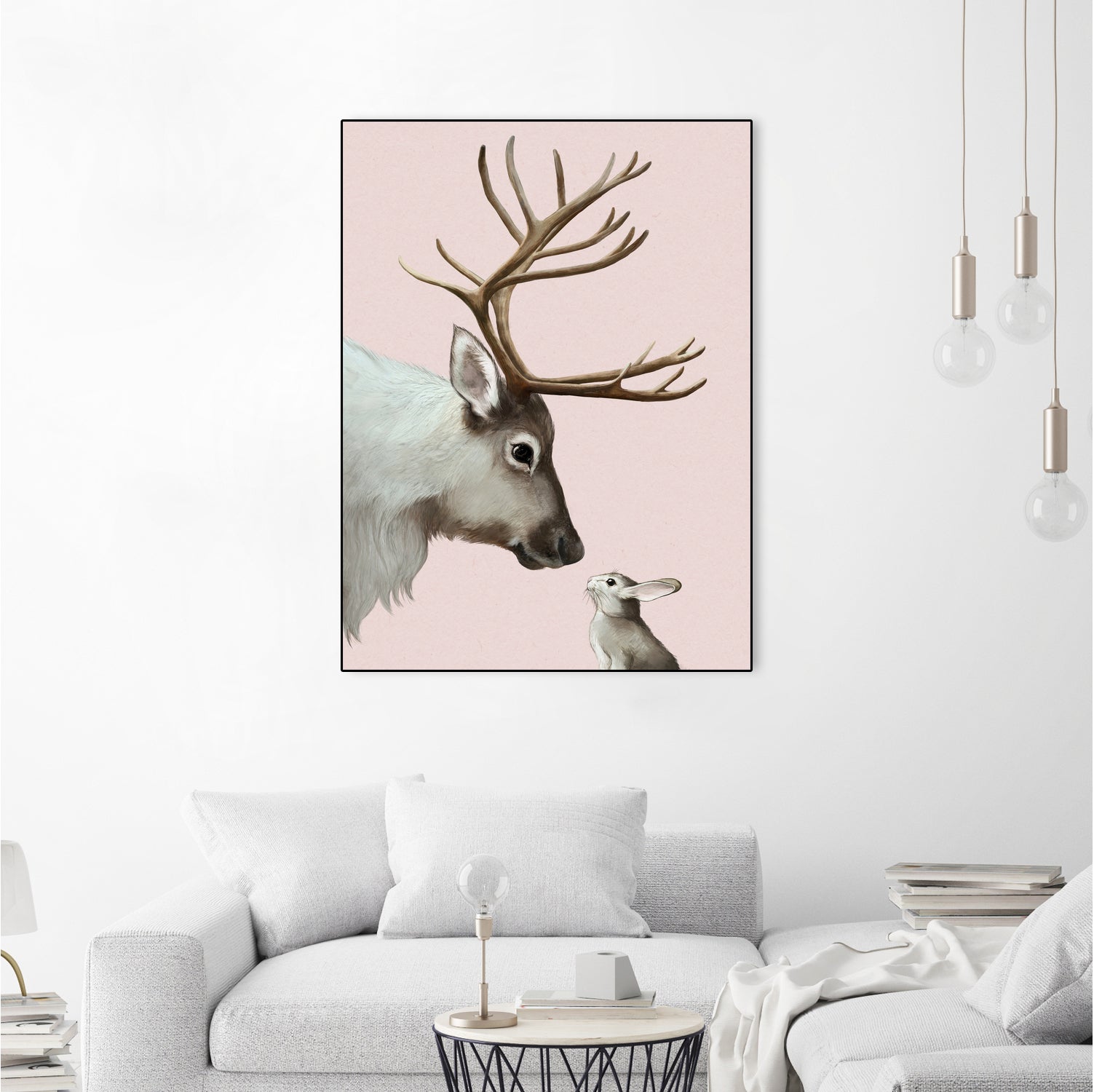 reindeer and rabbit by Laura Graves on GIANT ART - pink digital painting