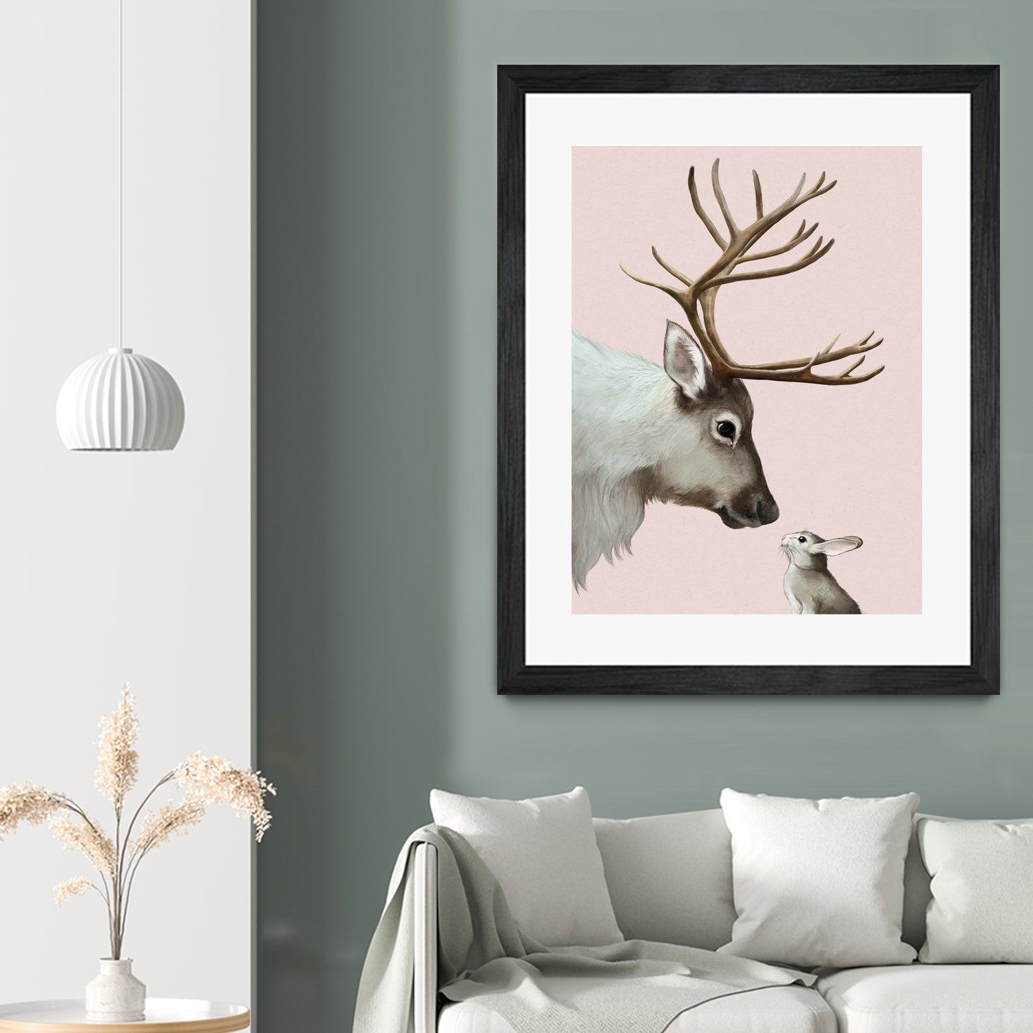 reindeer and rabbit by Laura Graves on GIANT ART - pink digital painting