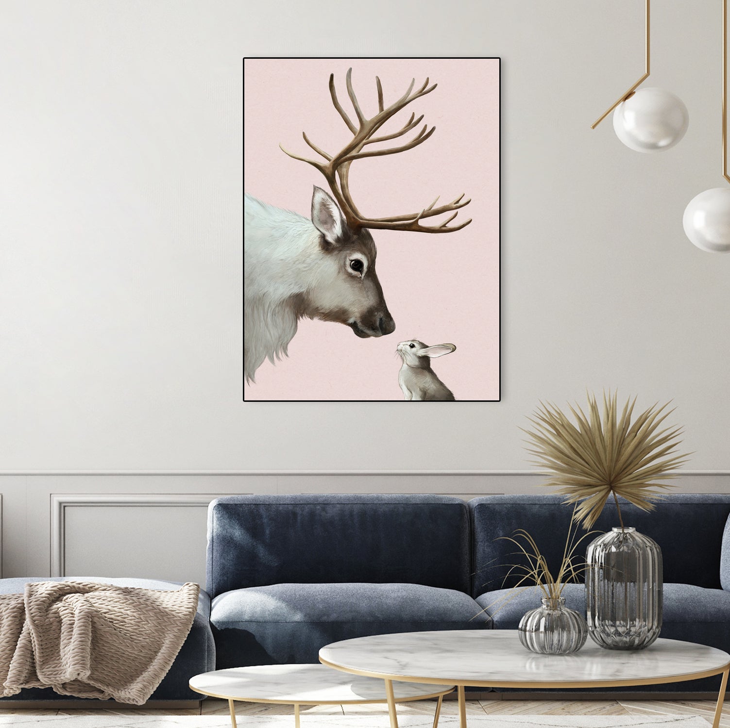 reindeer and rabbit by Laura Graves on GIANT ART - pink digital painting