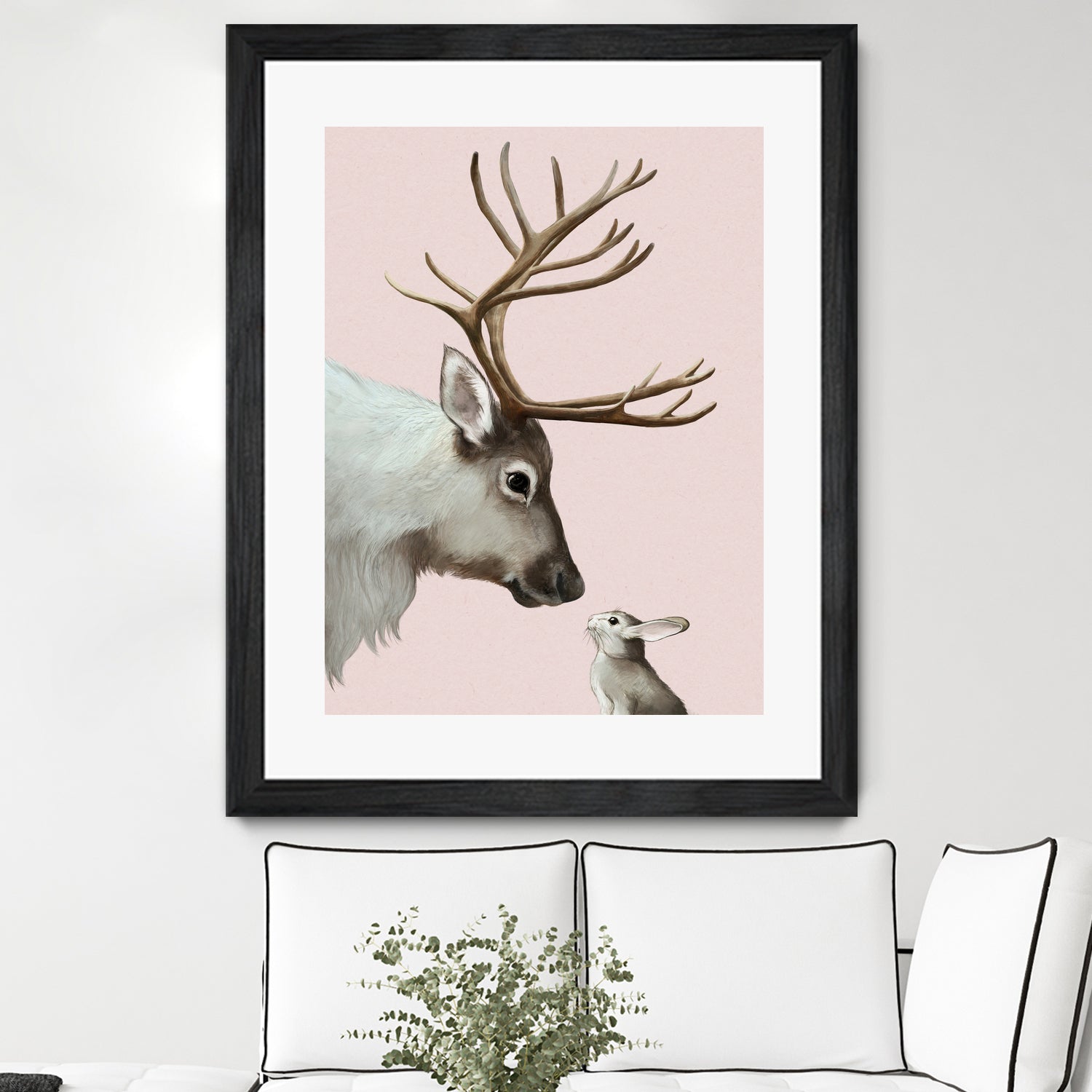 reindeer and rabbit by Laura Graves on GIANT ART - pink digital painting