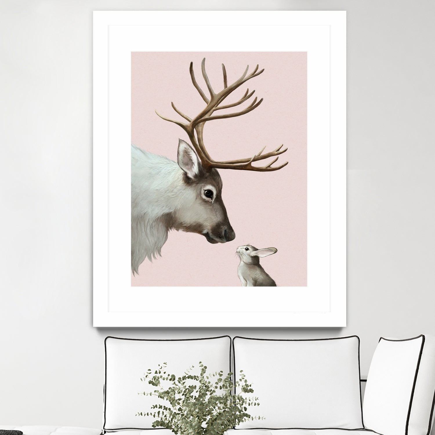 reindeer and rabbit by Laura Graves on GIANT ART - pink digital painting