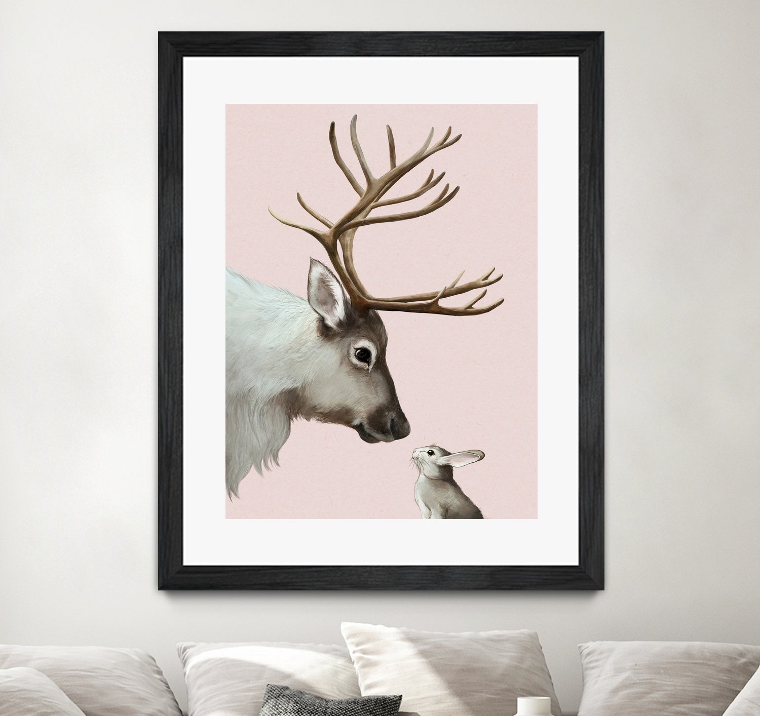 reindeer and rabbit by Laura Graves on GIANT ART - pink digital painting