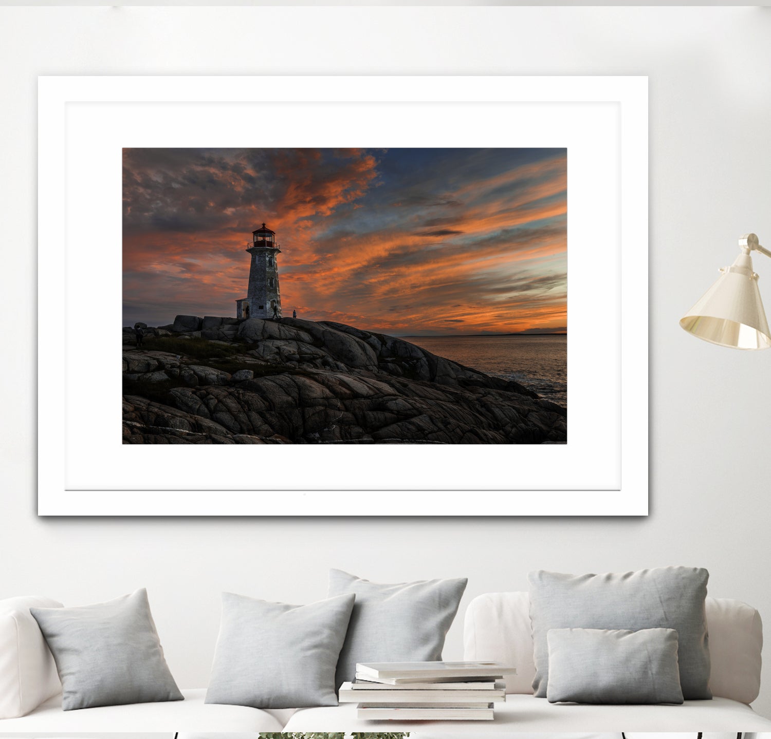 Sunset at Peggy's Point Lighthouse by Lorenzo Bustillo on GIANT ART - gray photo illustration