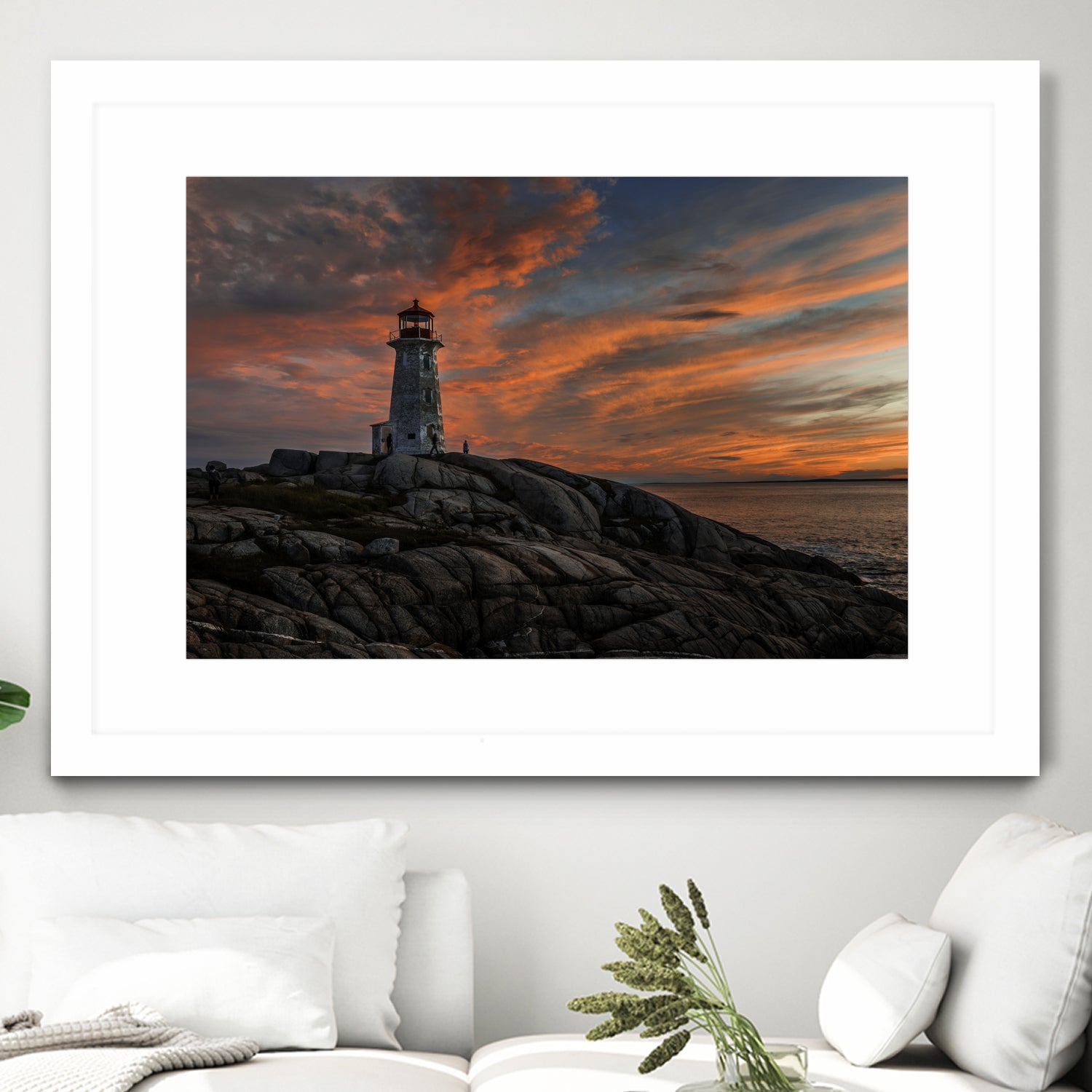 Sunset at Peggy's Point Lighthouse by Lorenzo Bustillo on GIANT ART - gray photo illustration