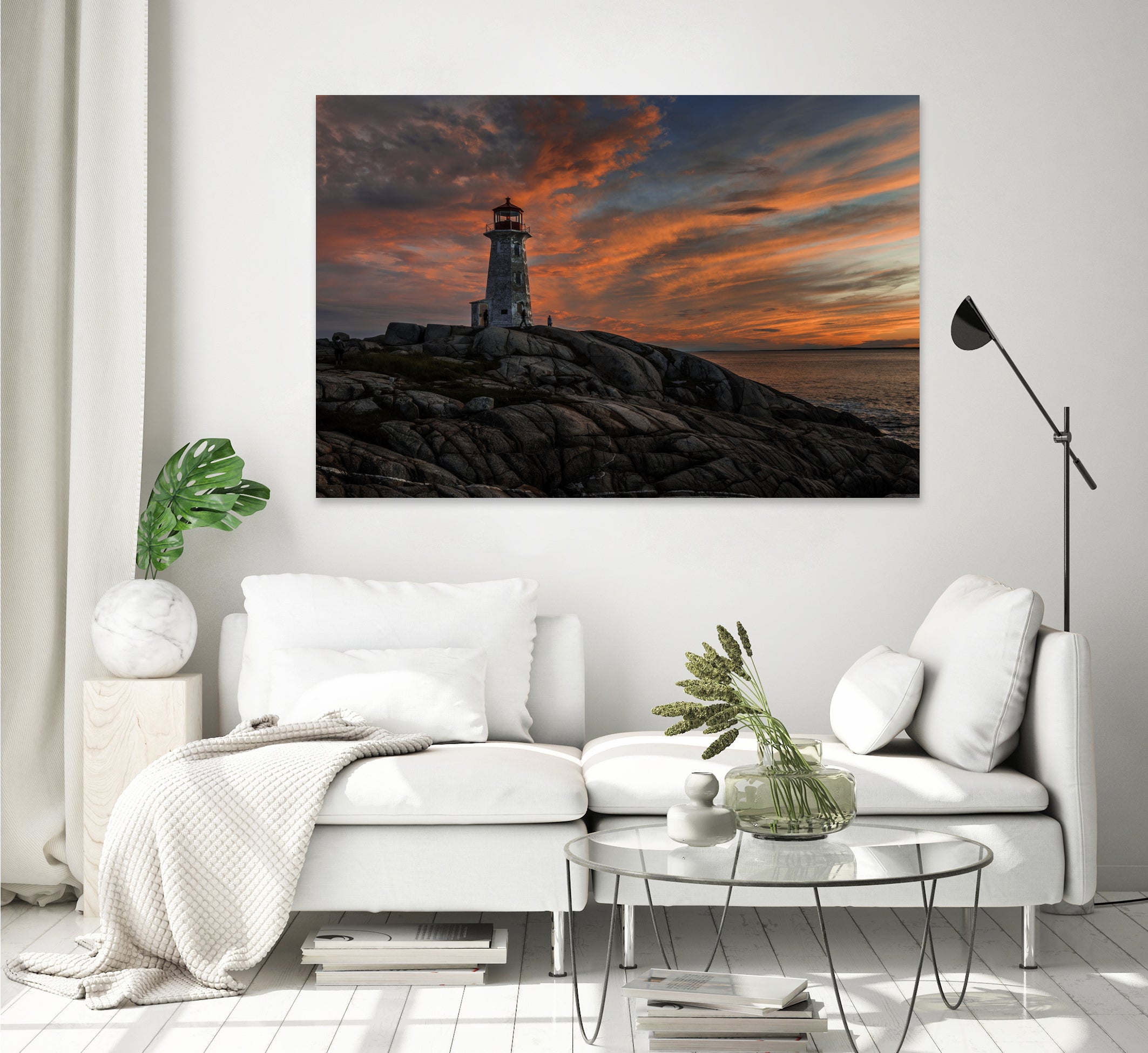 Sunset at Peggy's Point Lighthouse by Lorenzo Bustillo on GIANT ART - gray photo illustration