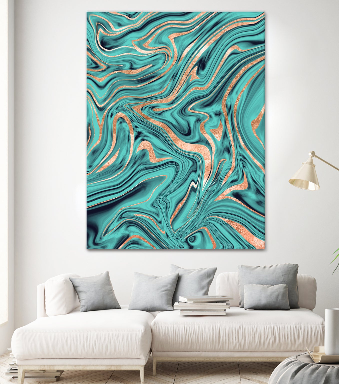 Soft Turquoise Rose Gold Marble #1 #decor #art by Anita & Bella Jantz on GIANT ART - green digital painting