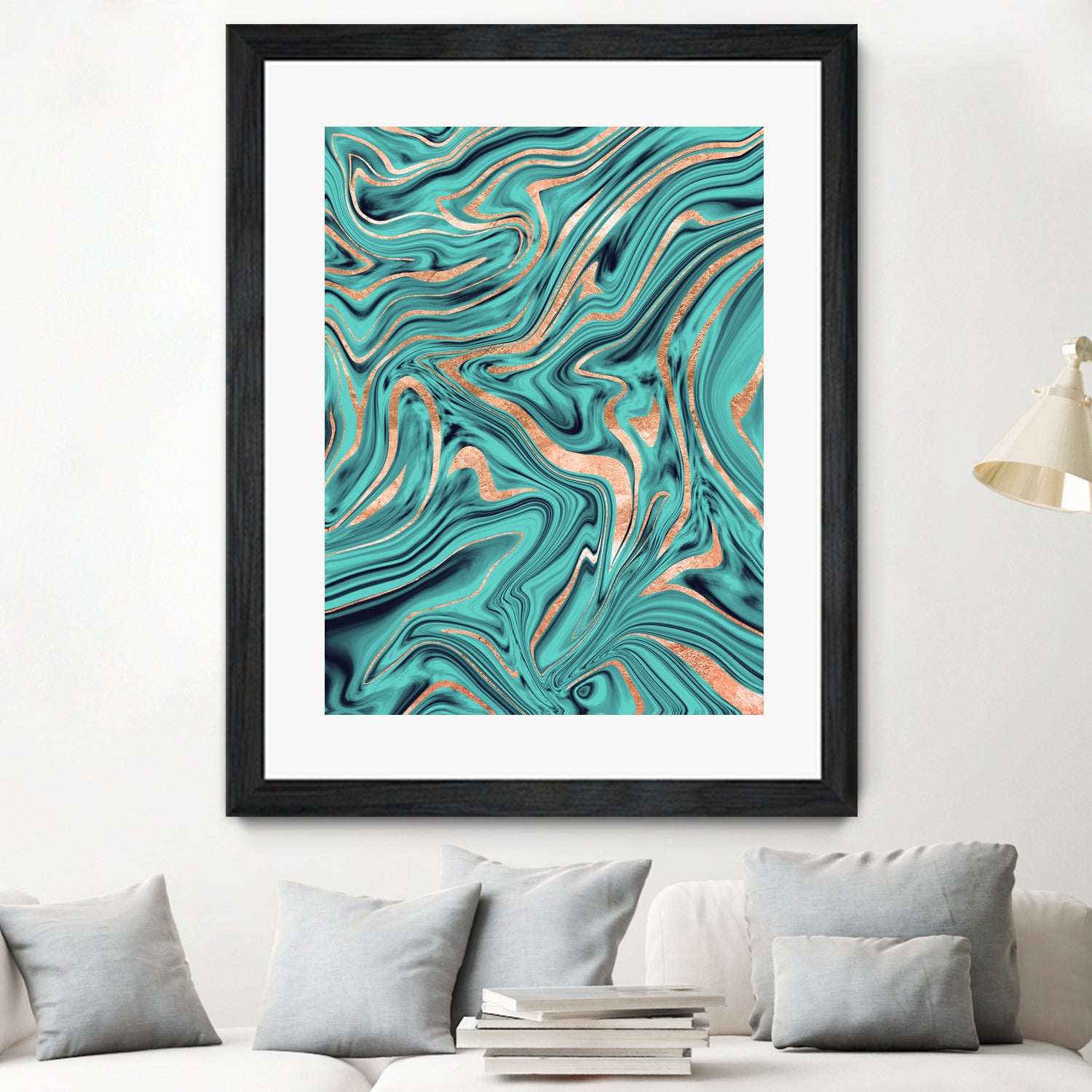 Soft Turquoise Rose Gold Marble #1 #decor #art by Anita & Bella Jantz on GIANT ART - green digital painting