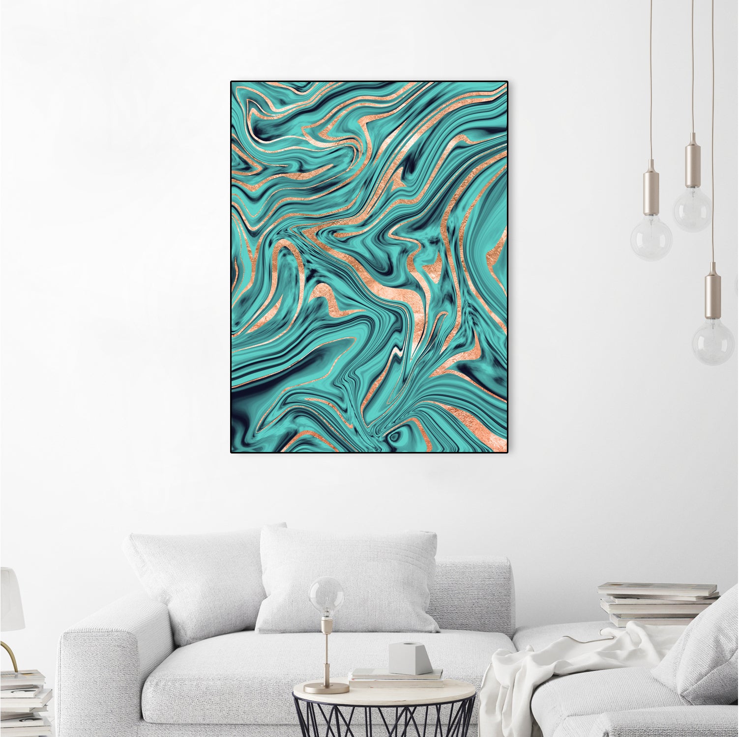 Soft Turquoise Rose Gold Marble #1 #decor #art by Anita & Bella Jantz on GIANT ART - green digital painting