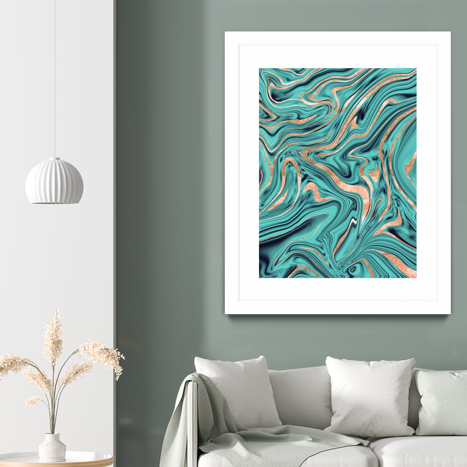 Soft Turquoise Rose Gold Marble #1 #decor #art by Anita & Bella Jantz on GIANT ART - green digital painting