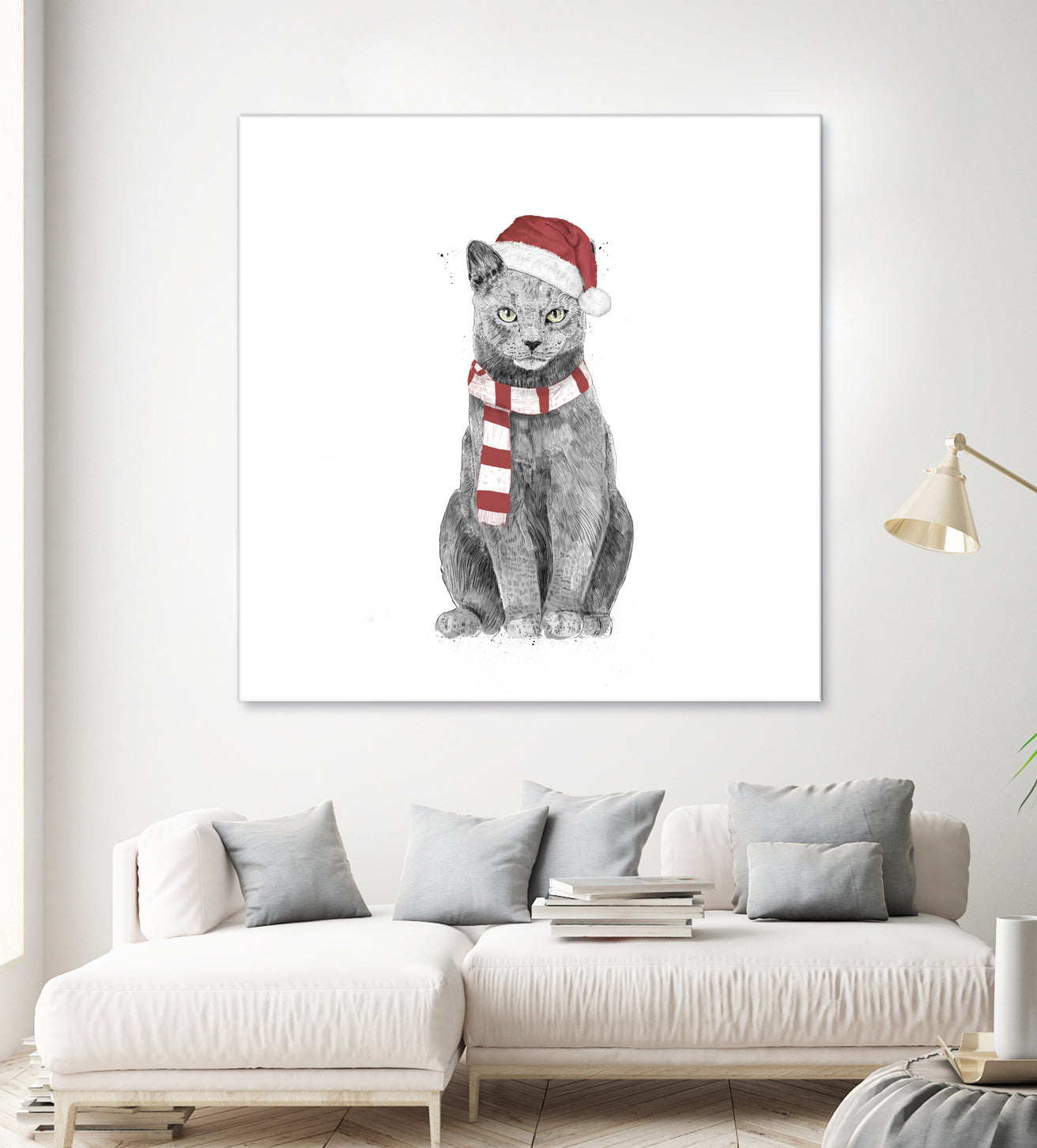 Xmas cat by Solti Balázs on GIANT ART - white digital drawing