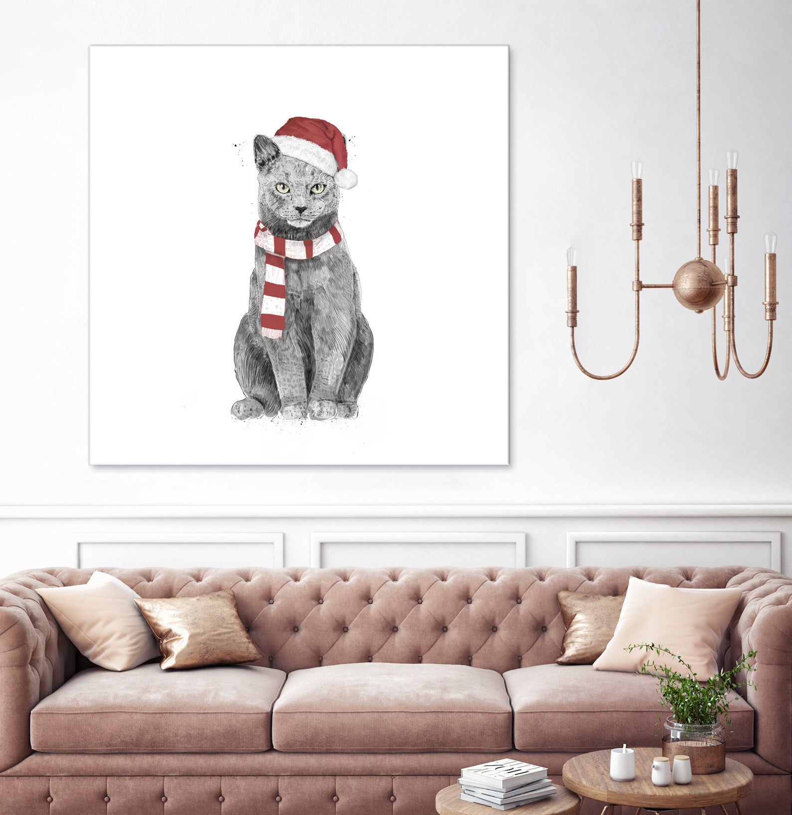 Xmas cat by Solti Balázs on GIANT ART - white digital drawing