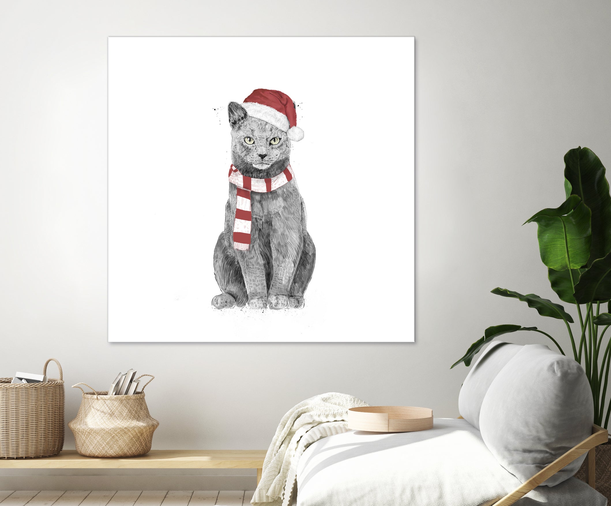 Xmas cat by Solti Balázs on GIANT ART - white digital drawing