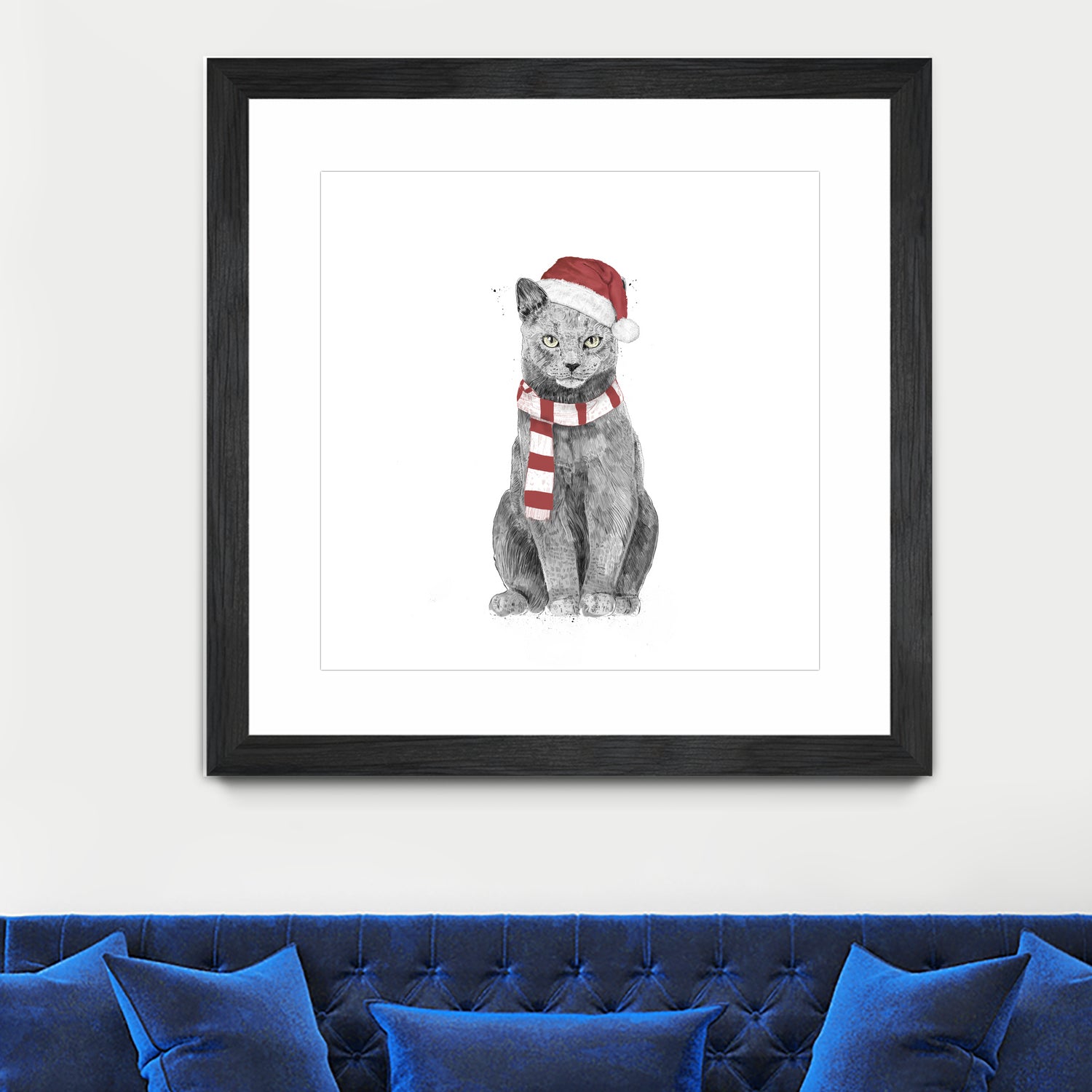 Xmas cat by Solti Balázs on GIANT ART - white digital drawing