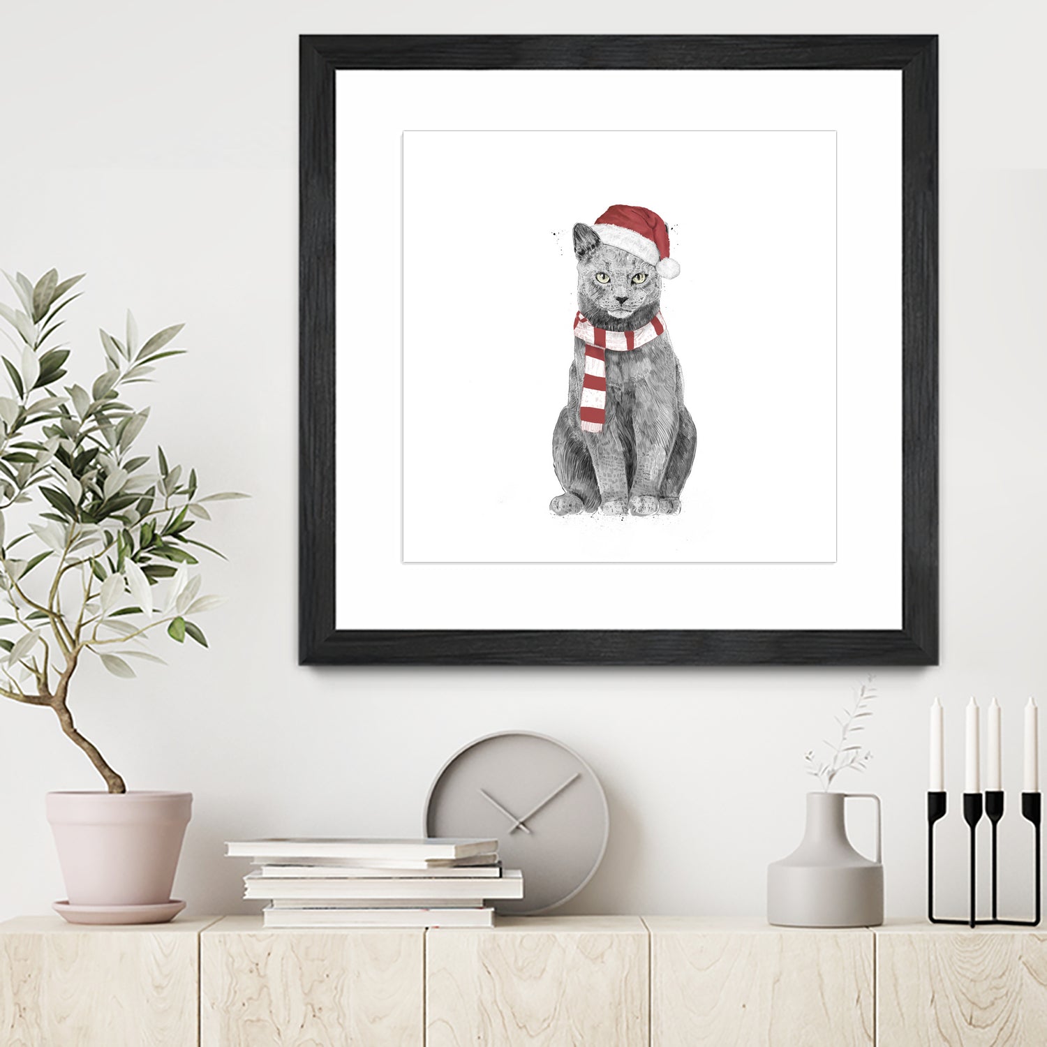 Xmas cat by Solti Balázs on GIANT ART - white digital drawing