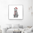 Xmas cat by Solti Balázs on GIANT ART - white digital drawing