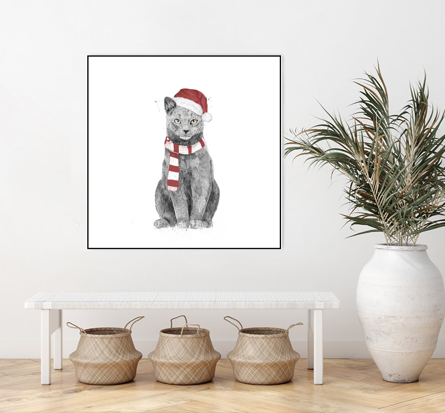 Xmas cat by Solti Balázs on GIANT ART - white digital drawing