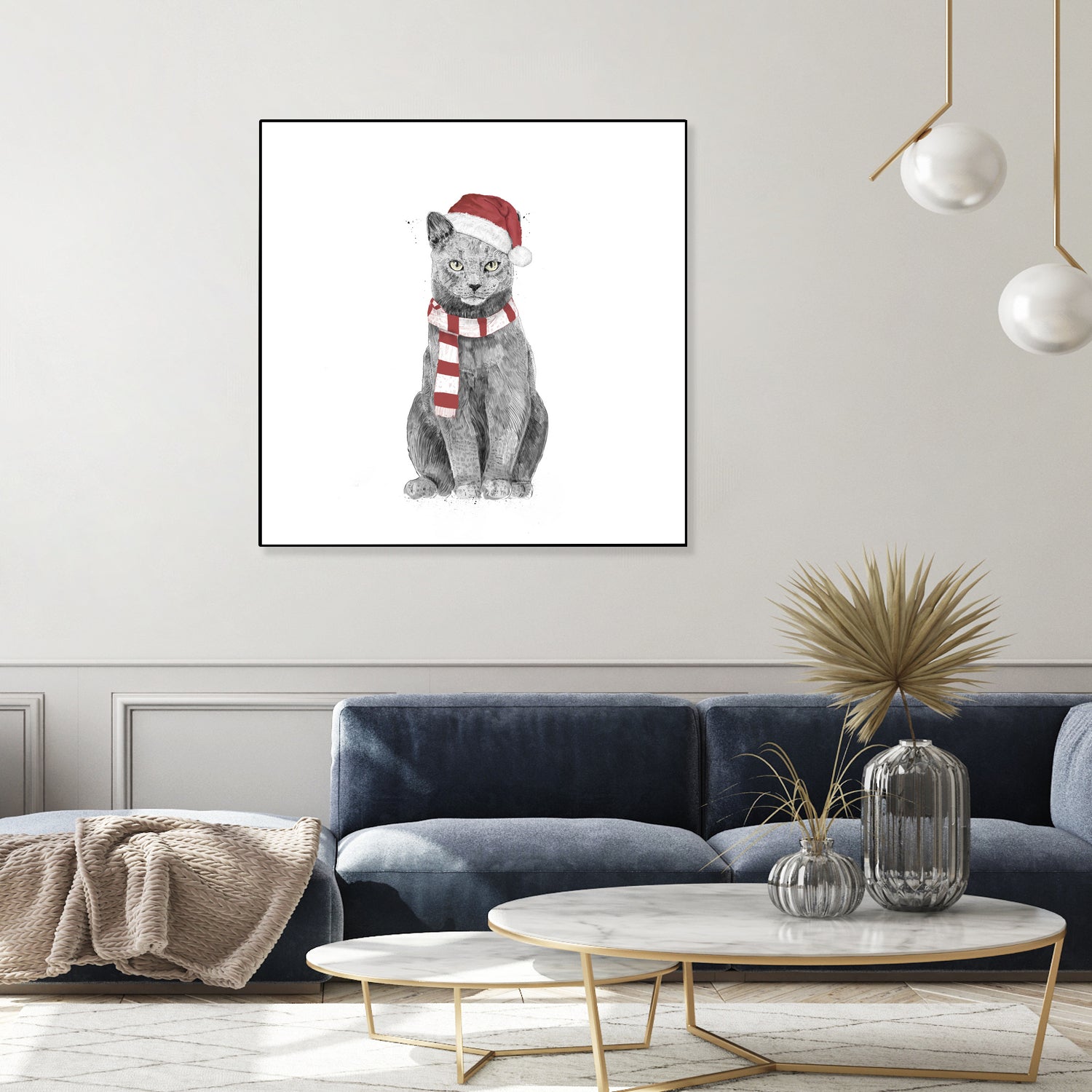 Xmas cat by Solti Balázs on GIANT ART - white digital drawing