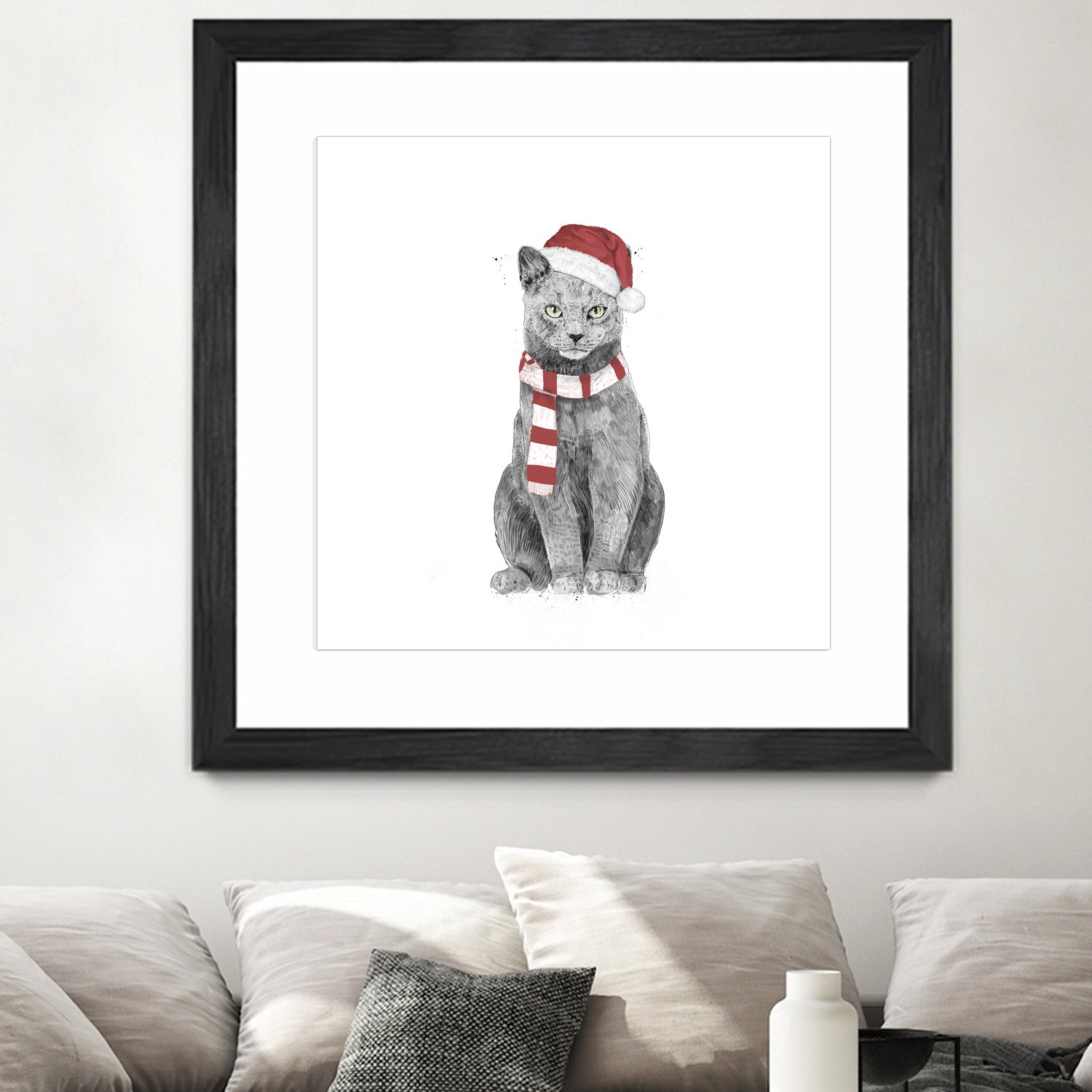 Xmas cat by Solti Balázs on GIANT ART - white digital drawing