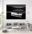 White lake boat by IOANNA PAPANIKOLAOU on GIANT ART - black photo illustration