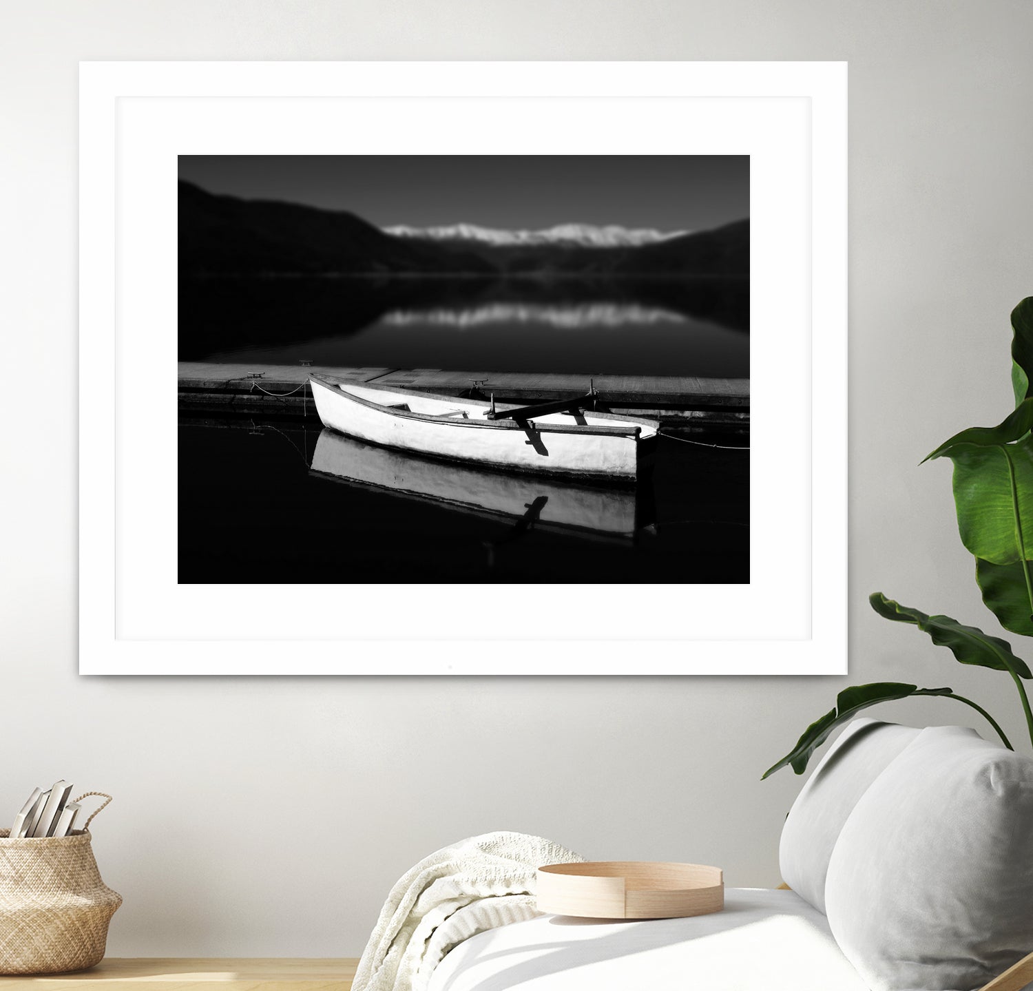 White lake boat by IOANNA PAPANIKOLAOU on GIANT ART - black photo illustration