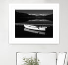 White lake boat by IOANNA PAPANIKOLAOU on GIANT ART - black photo illustration