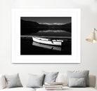 White lake boat by IOANNA PAPANIKOLAOU on GIANT ART - black photo illustration