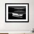 White lake boat by IOANNA PAPANIKOLAOU on GIANT ART - black photo illustration