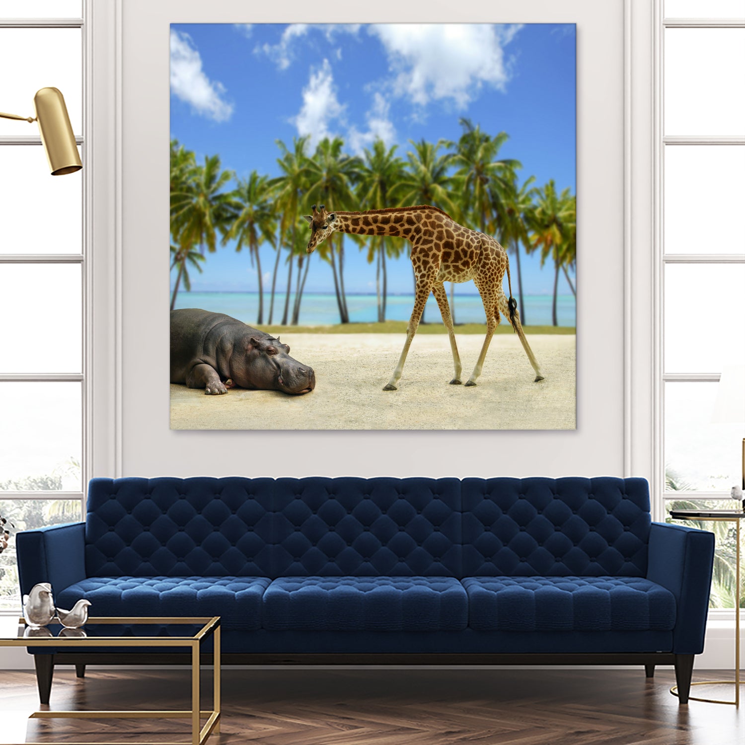 giraffe and hippo by Artem Avetisyan on GIANT ART - brown photo illustration