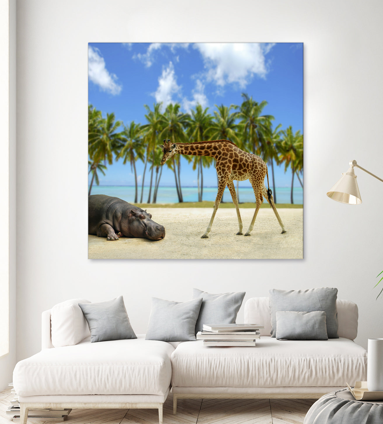 giraffe and hippo by Artem Avetisyan on GIANT ART - brown photo illustration