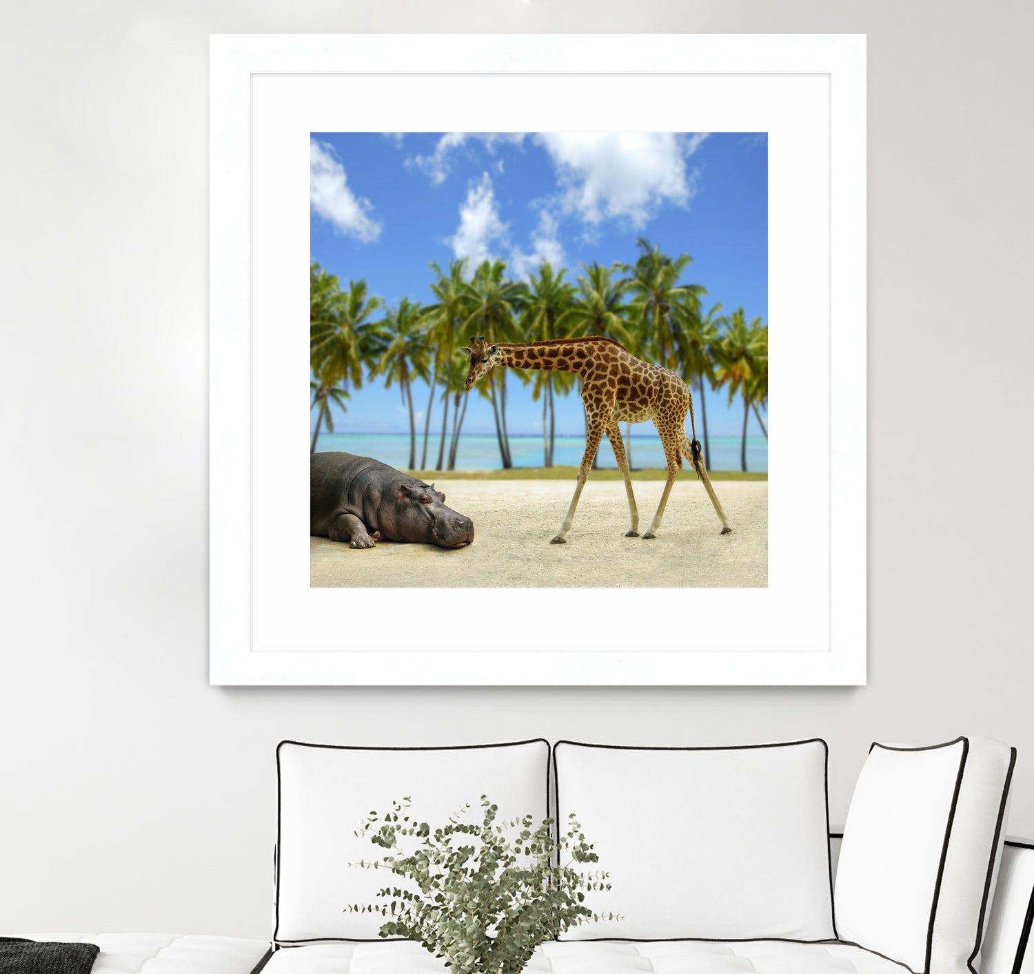 giraffe and hippo by Artem Avetisyan on GIANT ART - brown photo illustration