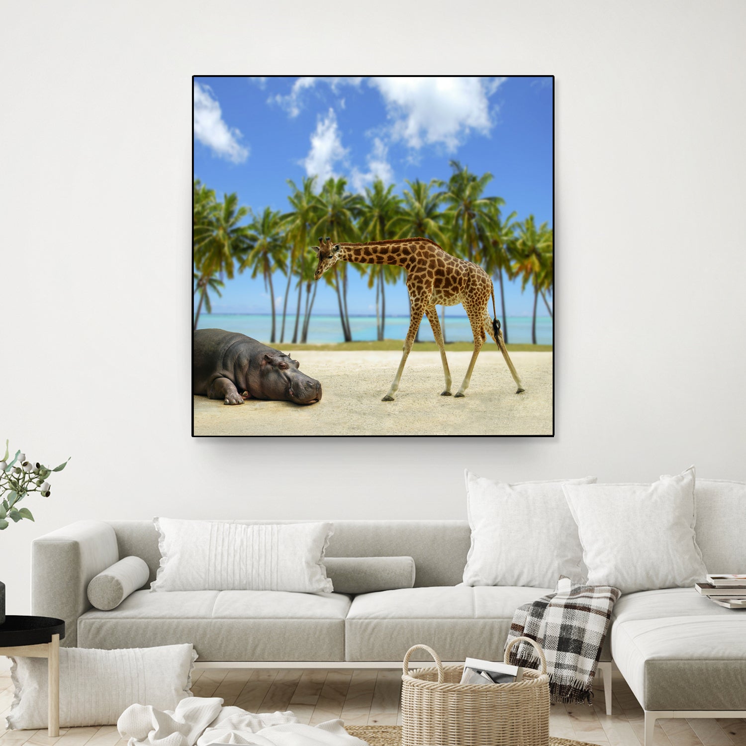 giraffe and hippo by Artem Avetisyan on GIANT ART - brown photo illustration