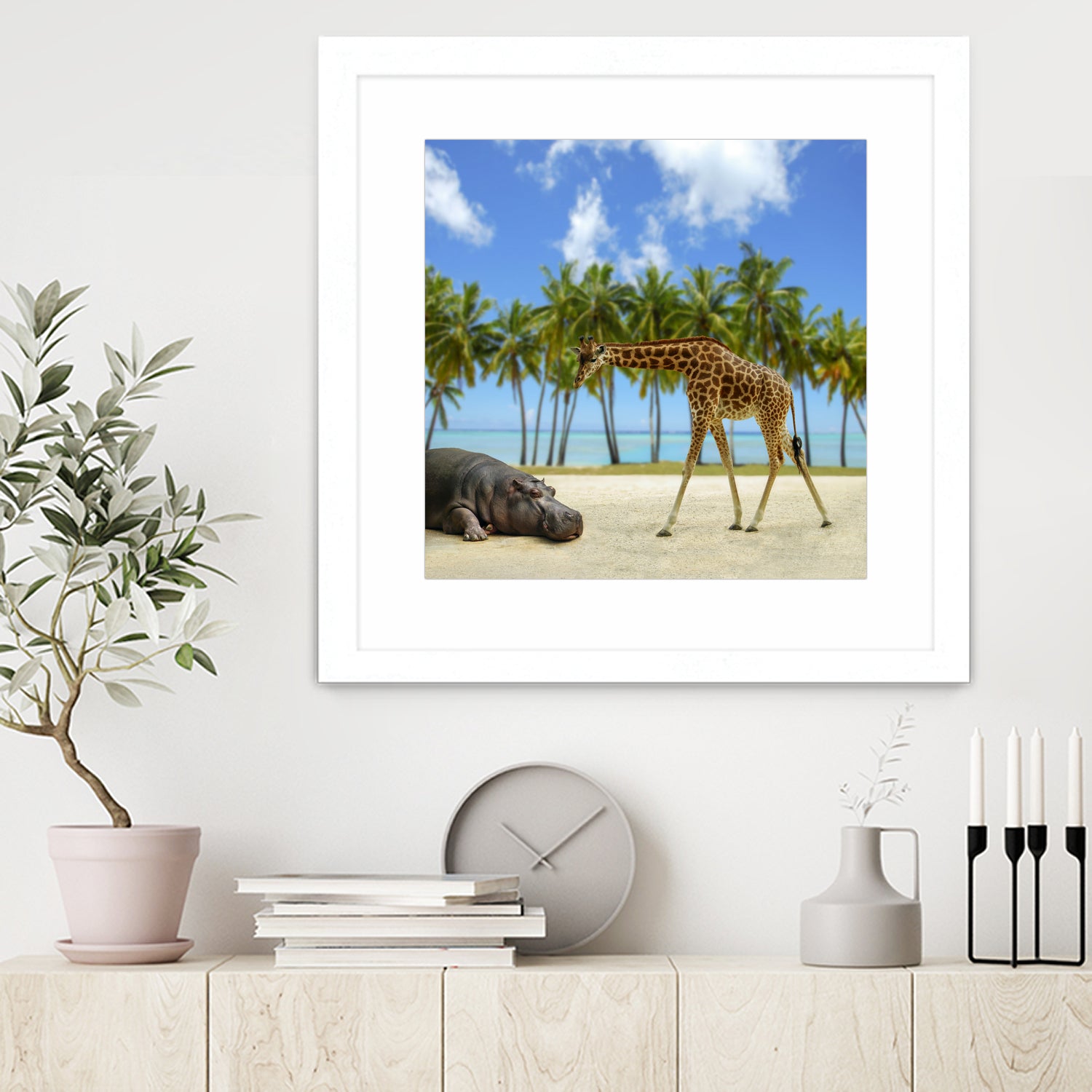 giraffe and hippo by Artem Avetisyan on GIANT ART - brown photo illustration