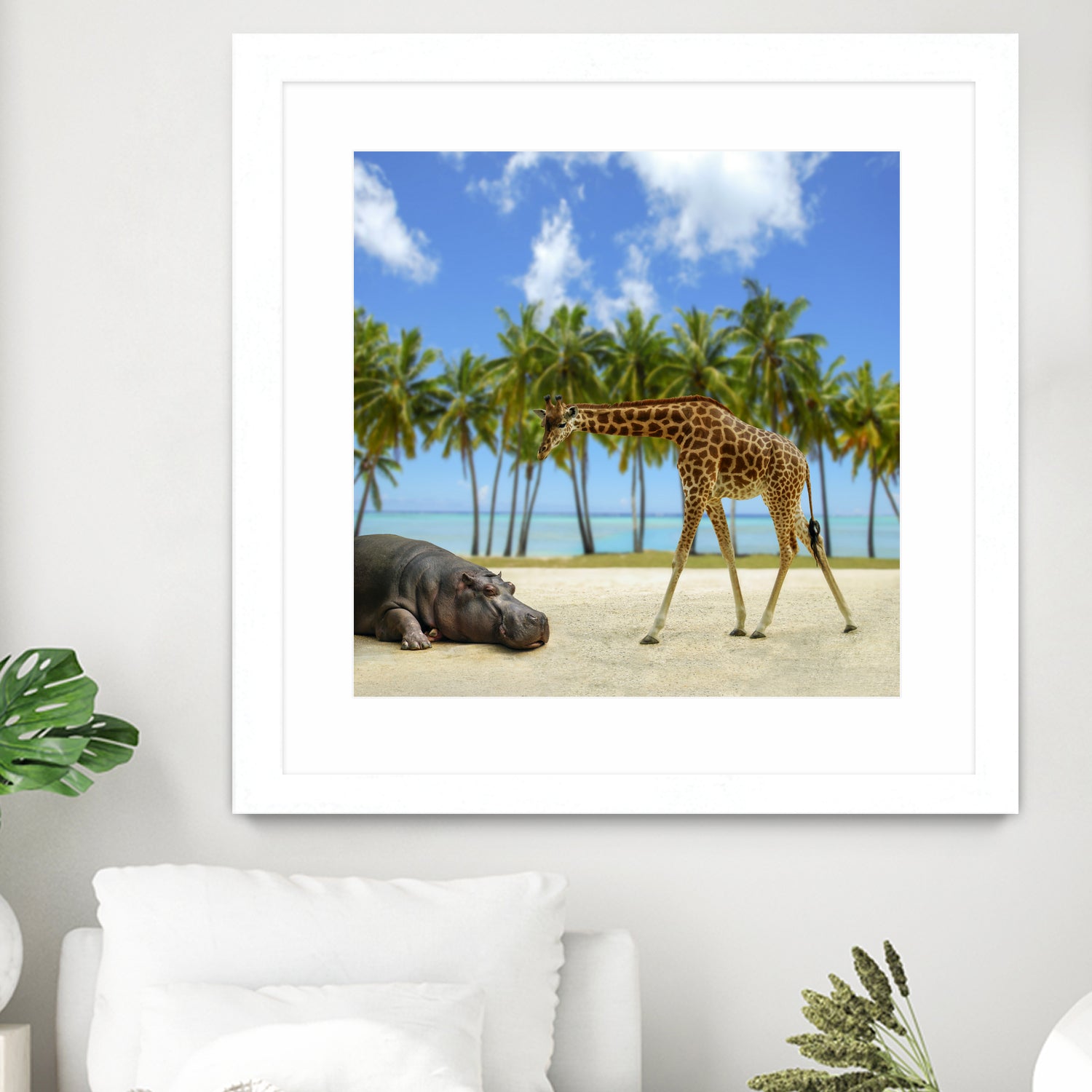 giraffe and hippo by Artem Avetisyan on GIANT ART - brown photo illustration