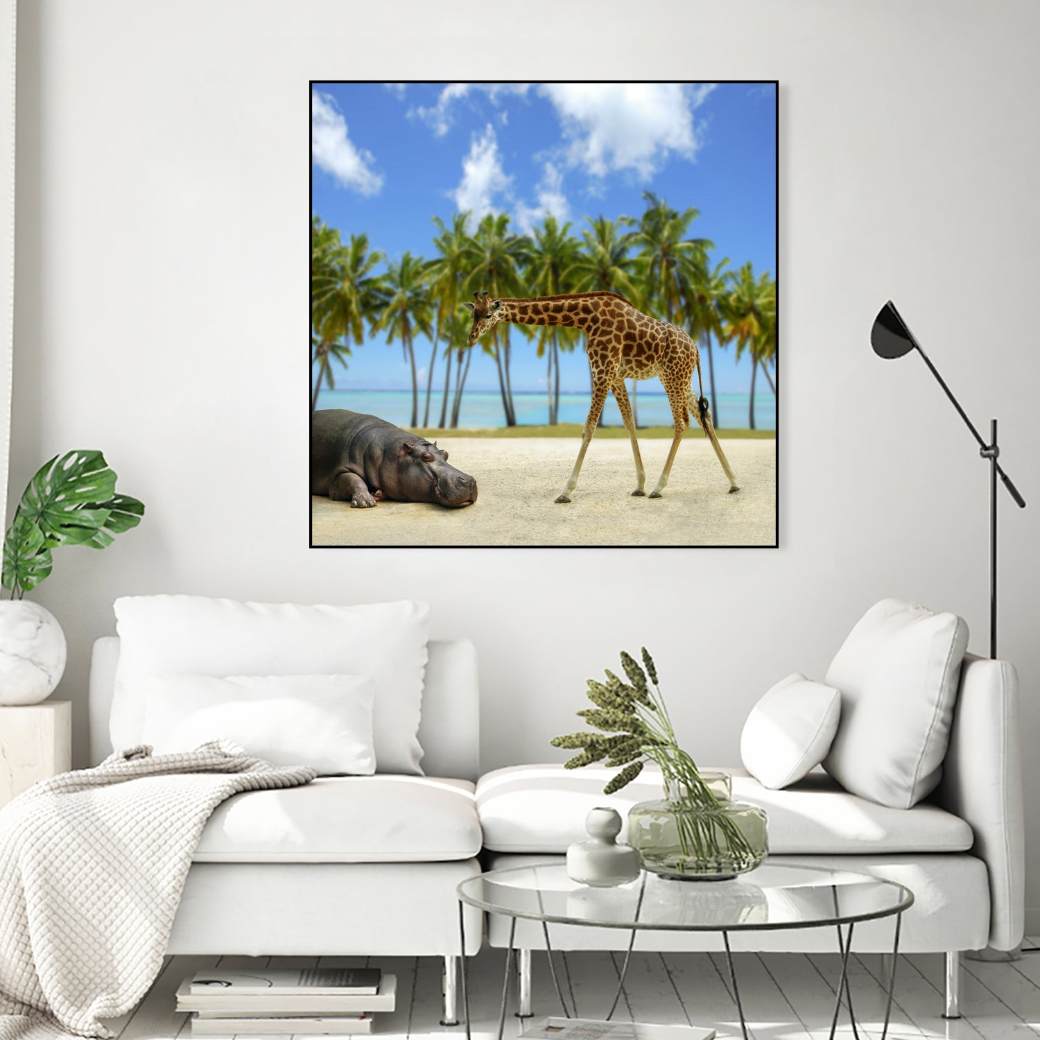 giraffe and hippo by Artem Avetisyan on GIANT ART - brown photo illustration