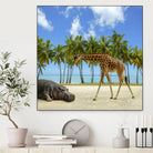 giraffe and hippo by Artem Avetisyan on GIANT ART - brown photo illustration