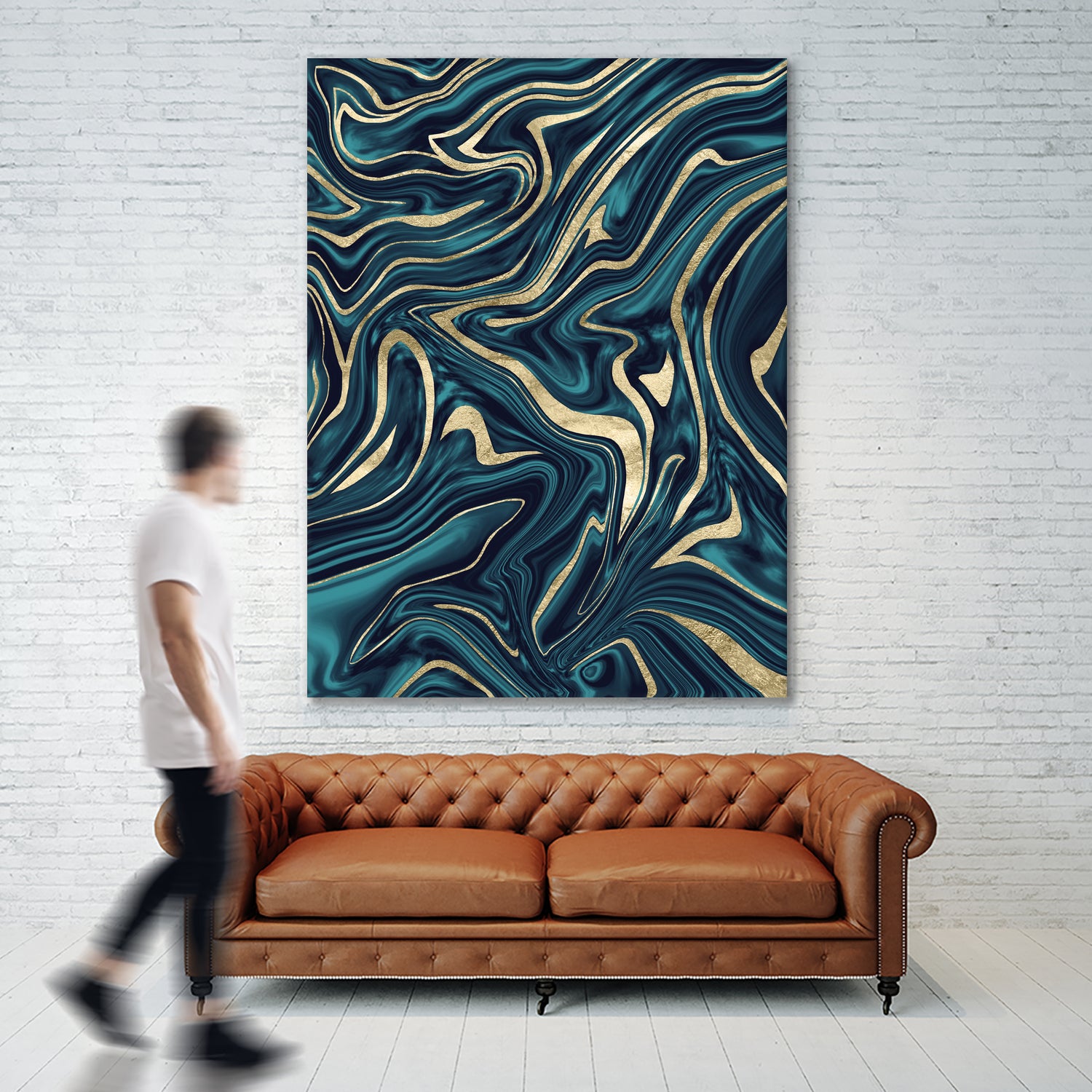 Teal Navy Blue Gold Marble #1 #decor #art by Anita & Bella Jantz on GIANT ART - blue digital painting