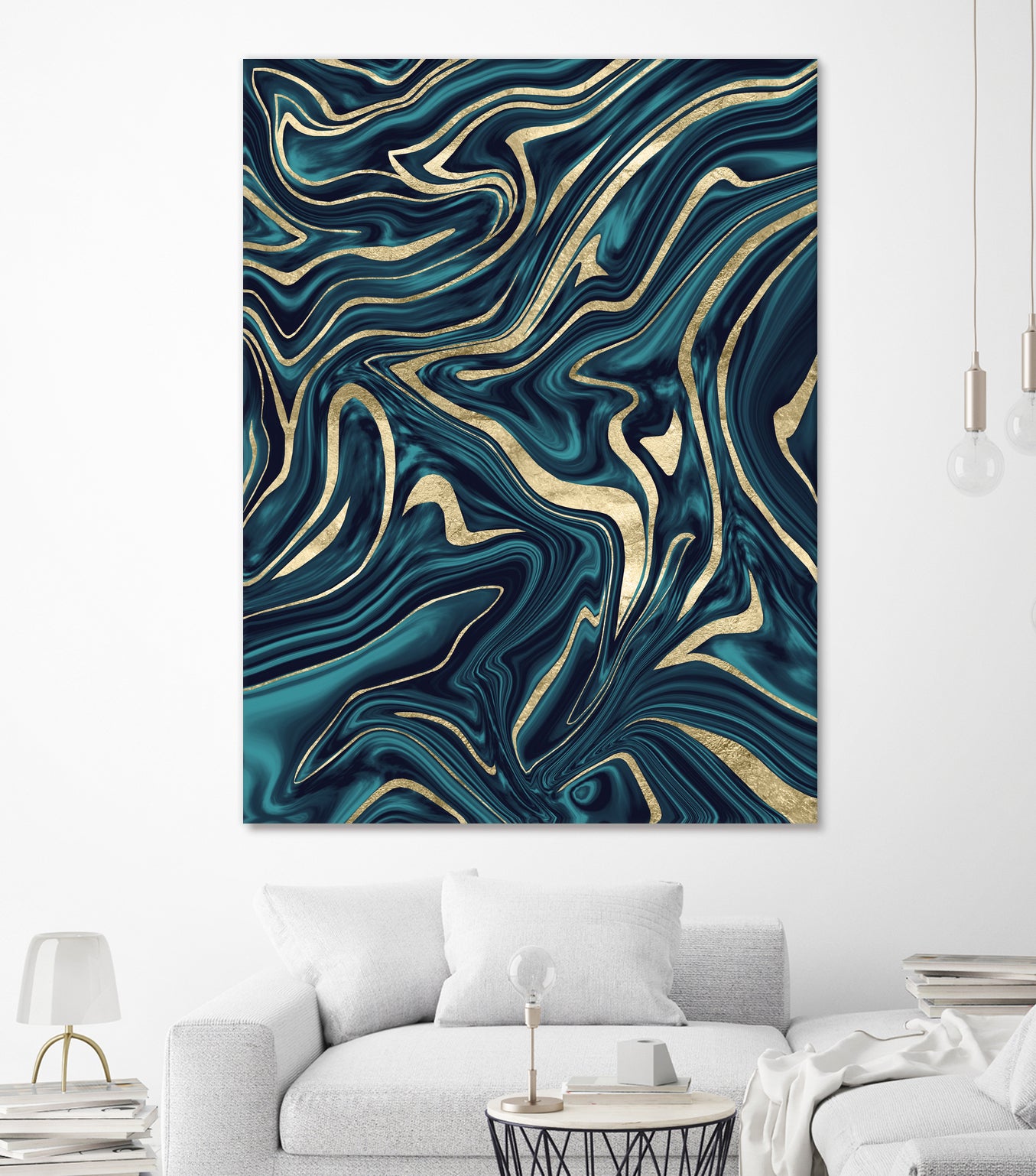 Teal Navy Blue Gold Marble #1 #decor #art by Anita & Bella Jantz on GIANT ART - blue digital painting