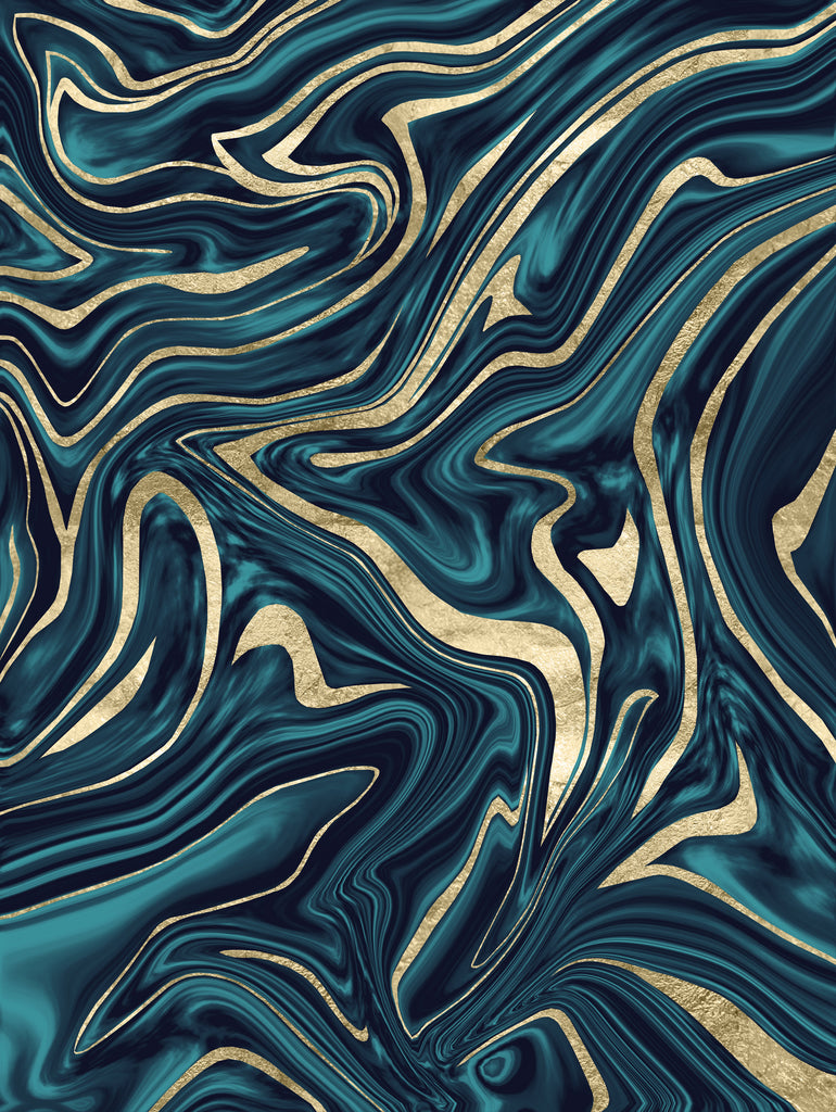 Teal Navy Blue Gold Marble #1 #decor #art by Anita & Bella Jantz on GIANT ART - blue digital painting