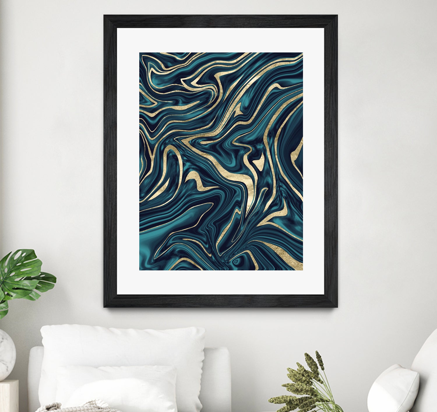 Teal Navy Blue Gold Marble #1 #decor #art by Anita & Bella Jantz on GIANT ART - blue digital painting