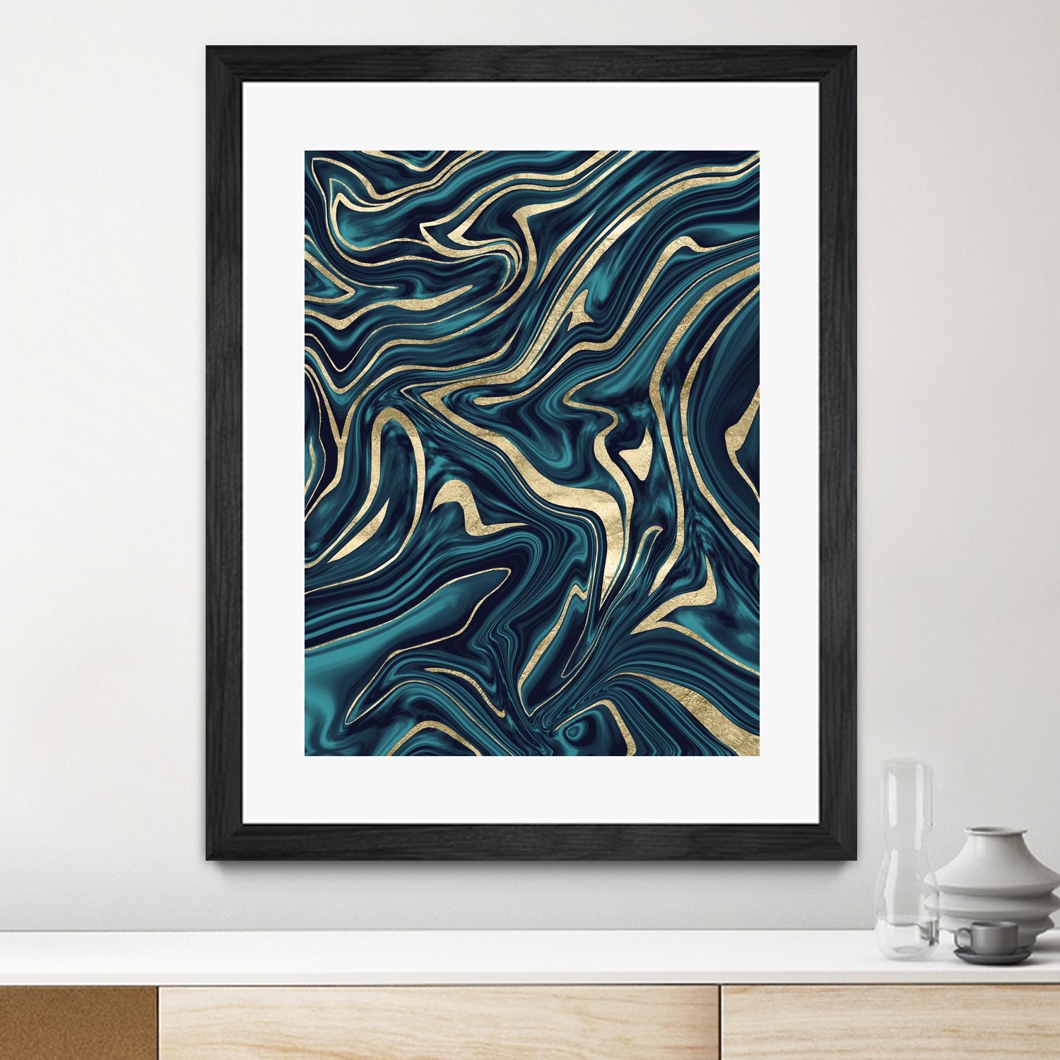 Teal Navy Blue Gold Marble #1 #decor #art by Anita & Bella Jantz on GIANT ART - blue digital painting