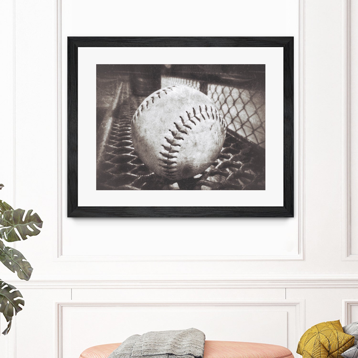 Softball on the Bench in Sepia by Leah McPhail on GIANT ART - brown photo illustration