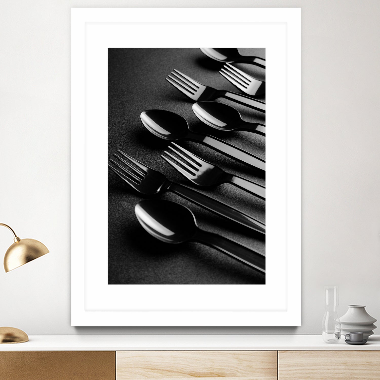 Black plastic cutlery by Studio OMG on GIANT ART - black photo illustration