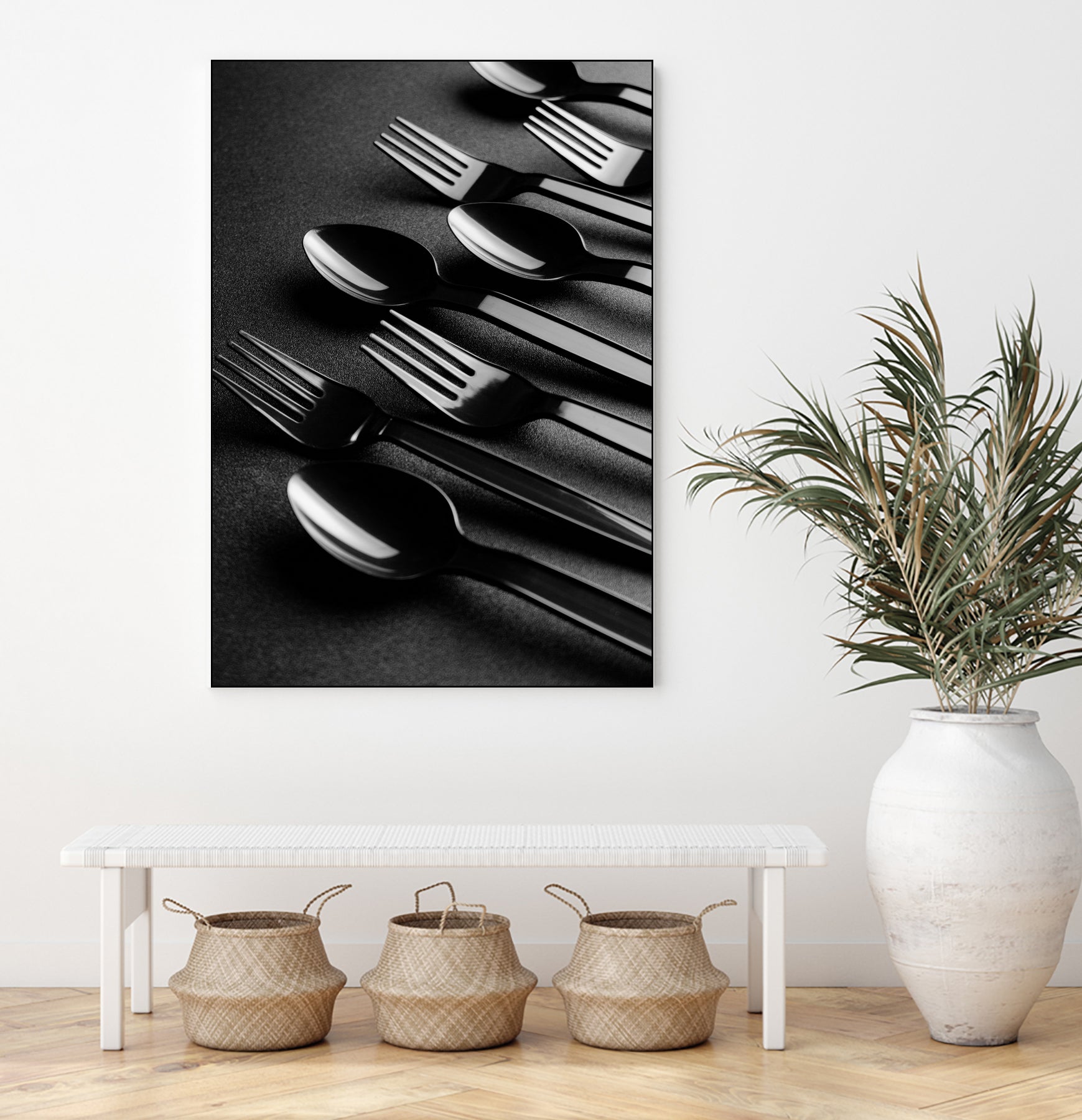 Black plastic cutlery by Studio OMG on GIANT ART - black photo illustration