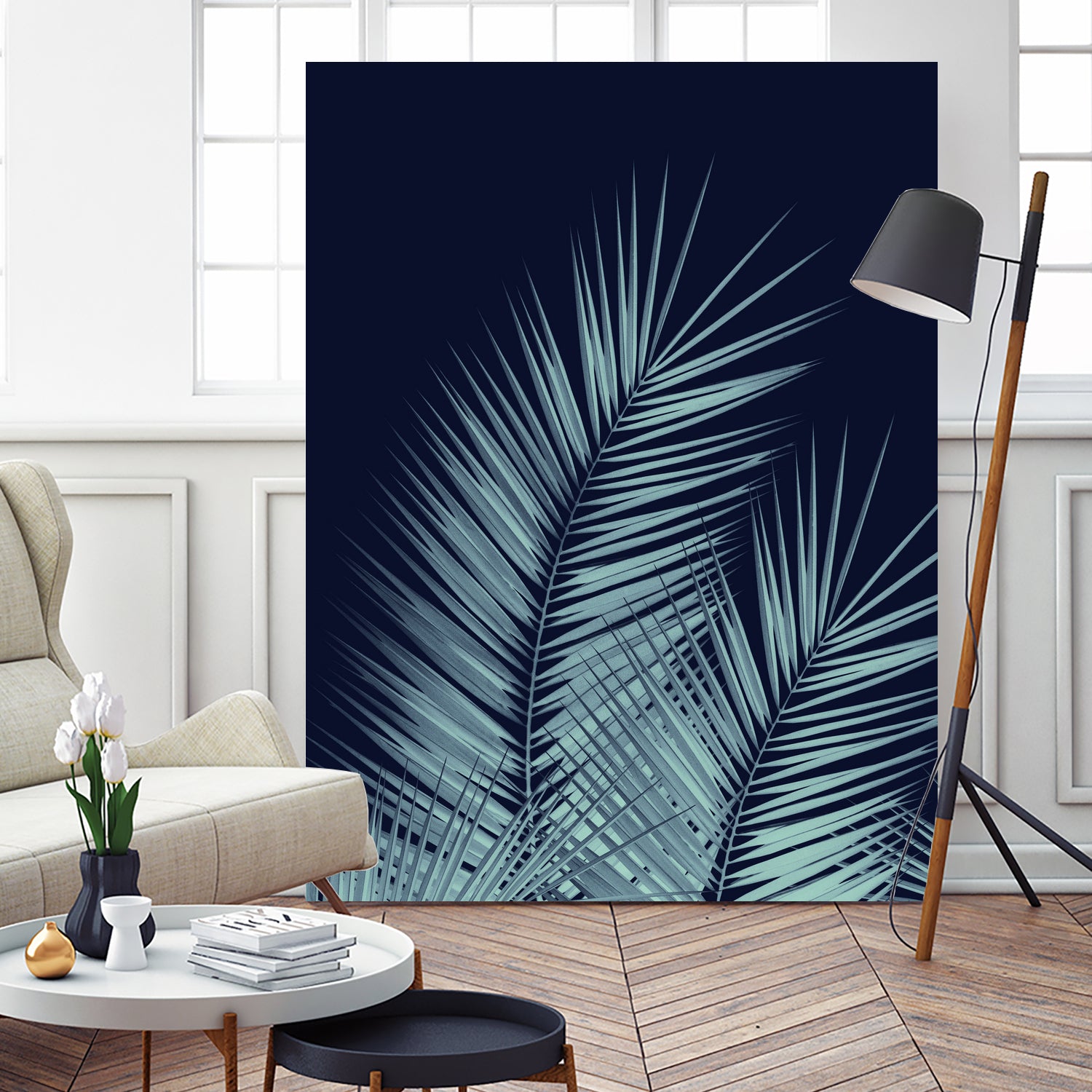 Navy Blue Palm Leaves Dream - Cali Summer Vibes #1 #tropical by Anita & Bella Jantz on GIANT ART - blue photo illustration