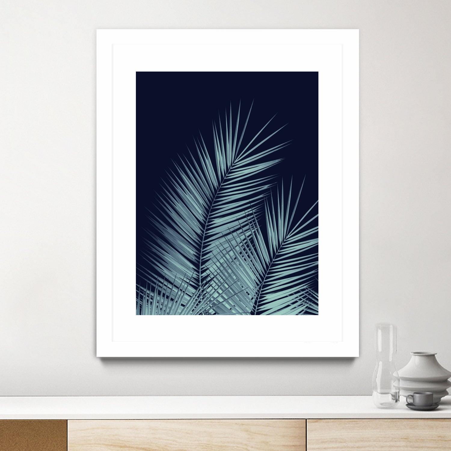 Navy Blue Palm Leaves Dream - Cali Summer Vibes #1 #tropical by Anita & Bella Jantz on GIANT ART - blue photo illustration