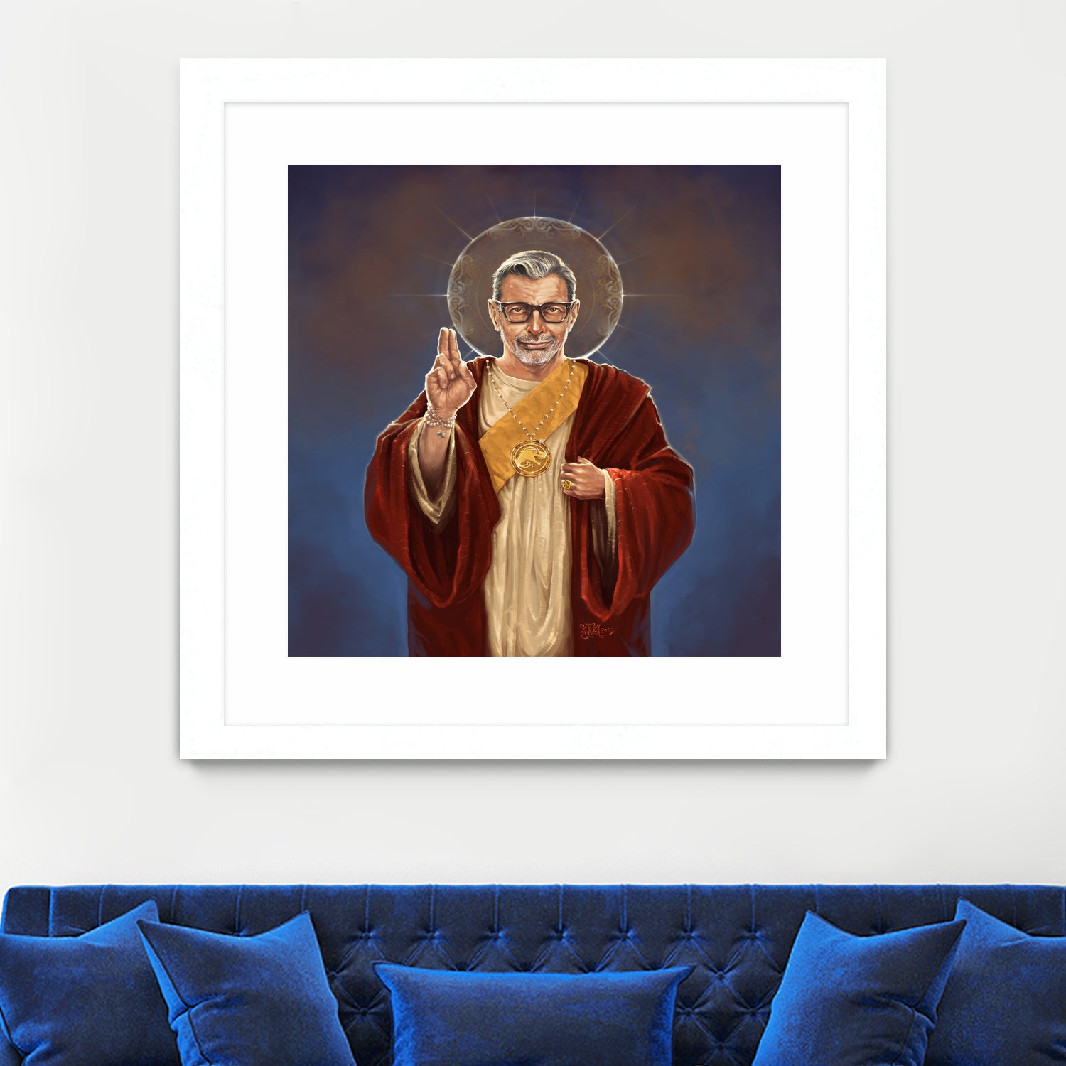 Saint Jeff of Goldblum by Vincent Carrozza on GIANT ART - blue digital painting