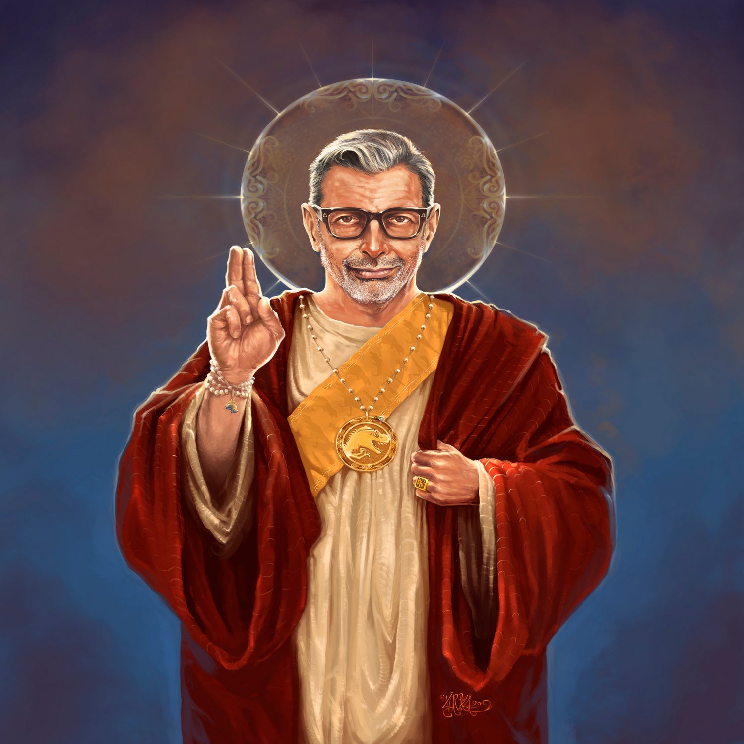 Saint Jeff of Goldblum by Vincent Carrozza on GIANT ART - blue digital painting