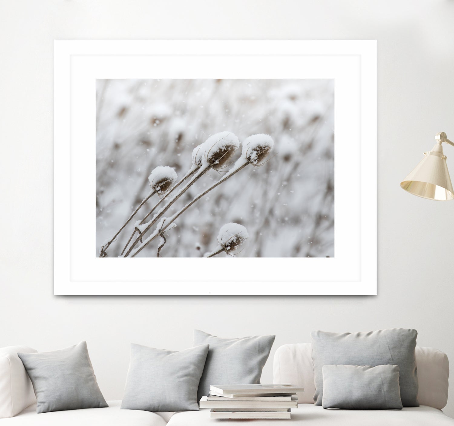 Snow on Thistle by Arlene Carley on GIANT ART - white photo manipulation